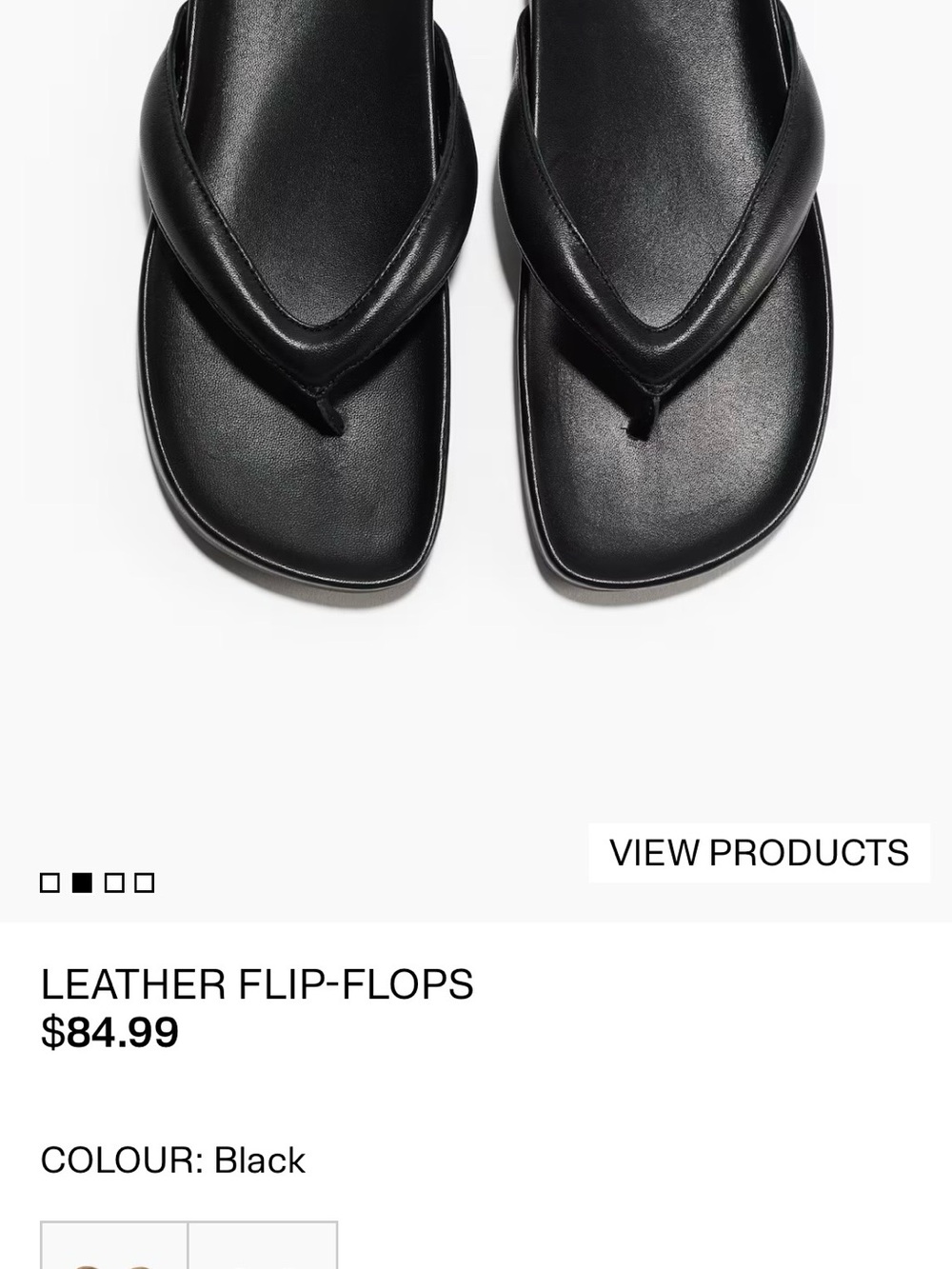 NWT: H&M Black Premium Leather Flip Flops